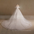 Fashionable & Noble A-Line Cap Sleeves Sweetheart Neck Bling Beads Handmade Flowers Lace Wedding Dress Long Train